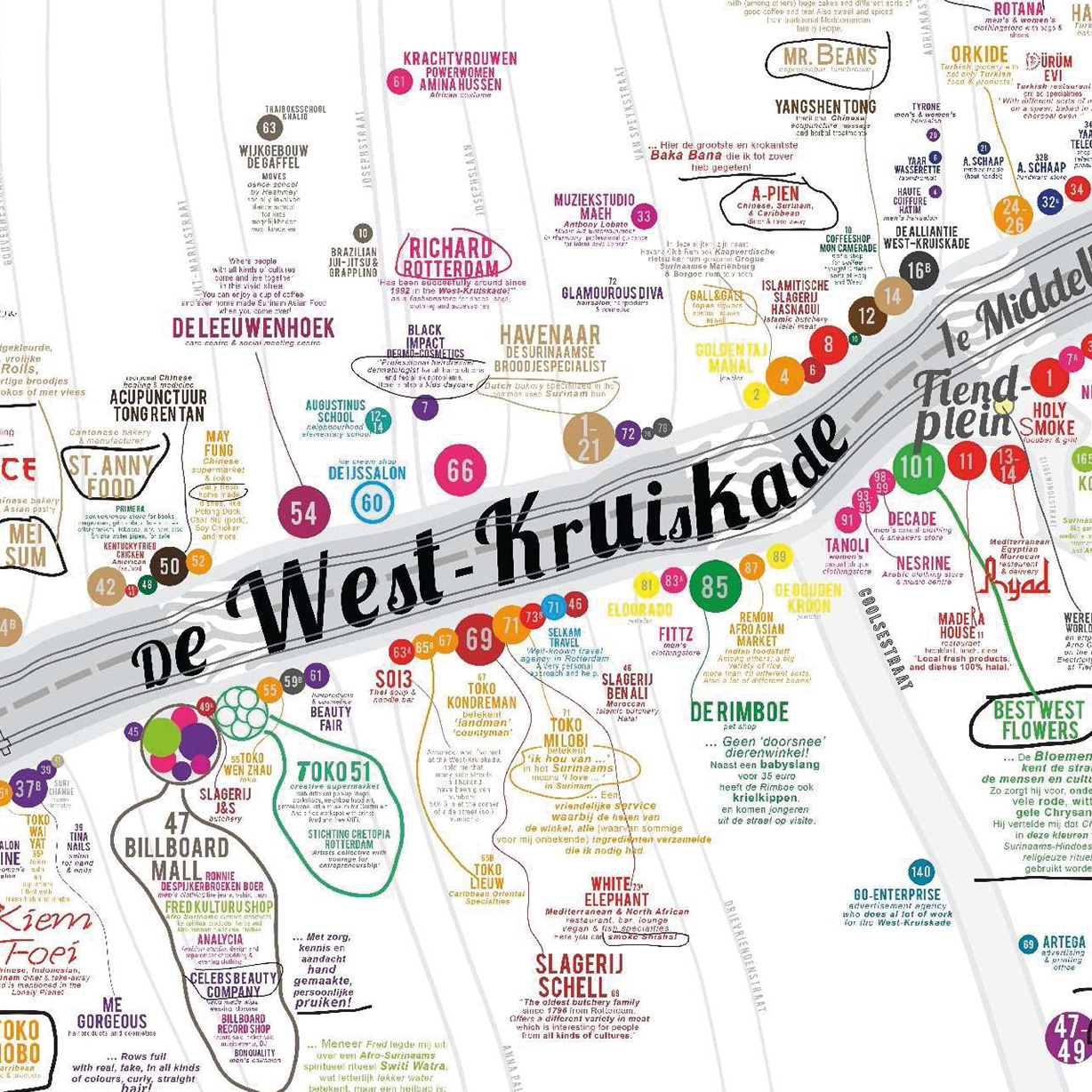 An artists impression of a map of West-Kruiskade.
